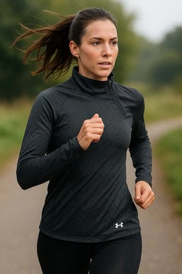 Sudadera Pullover Under Armour Cuello Embudo Para Mujer Talla XL Ajustada Base Negra Foto 1 de 4