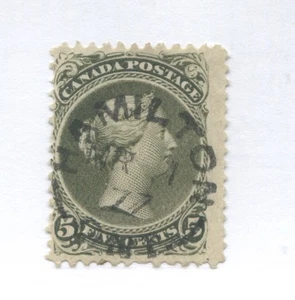 Canada 1875 5 cents Large Queen used with SON Hamilton Mar 1st 1877 CDS - Picture 1 of 1