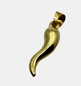 14k Gelbgold kleiner italienischer Horn Chilischote Anhänger 1"in lang - Bild 1 von 5