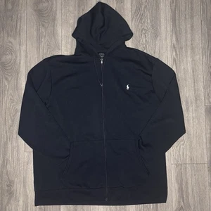Polo Ralph Lauren Hoodie Herren Gr. 2XLT Navy Blau Baumwollfleece Reißverschluss (XXL) - Bild 1 von 3