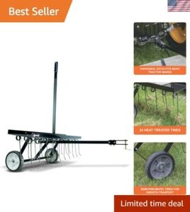 Tow Behind Lawn Dethatcher - 48-Inch with 24 Spring Steel Tines for Lawn Care - Picture 1 of 9