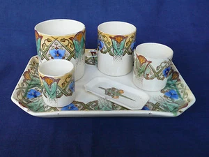 BEAU NECESSAIRE DE FUMEUR ANCIEN EN FAIENCE - ART NOUVEAU - EMAUX - Imagen 1 de 9