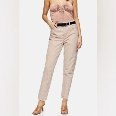 Topshop Women's Crop Jeans High Waist Washed Pink Idol Twist Seam, Size US6 - Image 1 of 4