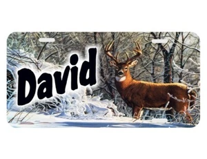 Deer Snow Woods Personalized Monogrammed License Plate Custom Car Tag Buck - Picture 1 of 4