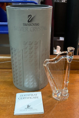 Swarovski Crystal Clear Harp Figurine Signed Underneath Made In Austria SU476>