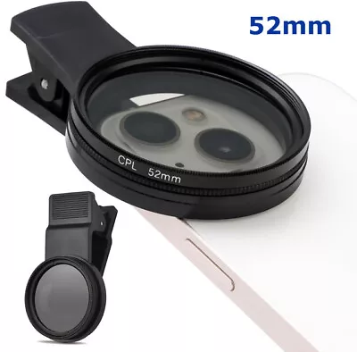 Clip-on 52mm CPL Filter Polarizing for Phone Universal Circular Polarizer Lens - Image 1 of 4