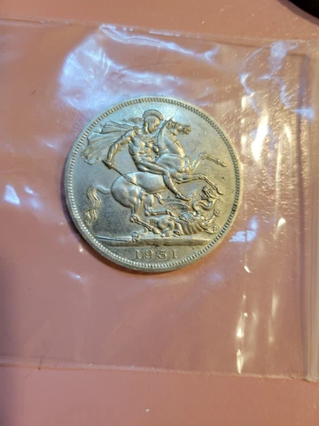 Gem BU 1951 GREAT ENGLAND CROWN 5 SHILLINGS George VI FESTIVAL of BRITAIN Dragon Cover