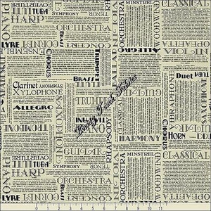 RJR DAN MORRIS "PERFECT PITCH" #2458 MUSIC WORDS FABRIC PRICED @ 1/2 YARD - Picture 1 of 1