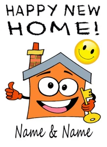 PERSONALISED HAPPY NEW HOME HOUSE MOVE CARTOON CARD - Picture 1 of 1