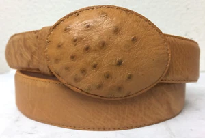 Mens Yellow Smooth Ostrich Exotic Skin Leather Western Cowboy Belt Size 40 - Picture 1 of 5