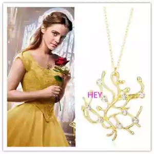 Collana Film La Bella e la Bestia Albero Belle Ciondolo Oro Girocollo Cosplay Regalo - Foto 1 di 24