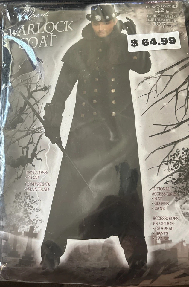 Adults Mens Steampunk Voodoo Witch Doctor Warlock Coat Costume