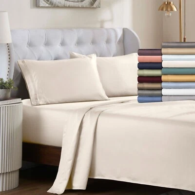 Egyptian Cotton Deep Pocket Solid Luxury 1000 Thread Count 4 Piece Bed Sheet Set - Image 1 of 3