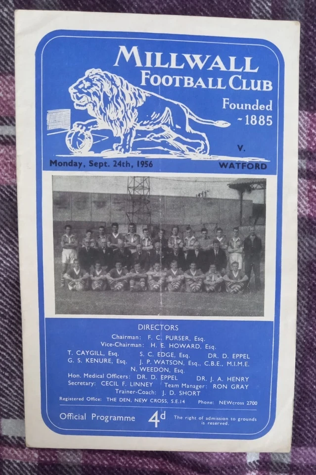 1956/57 Division Three South - MILLWALL v. WATFORD - Image 1 of 1