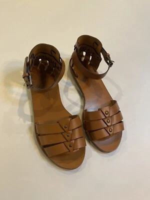 Sandalias planas Ralph Lauren Collection etiqueta púrpura 7 37 Italia dorado tostado gladiador Foto 1 de 4