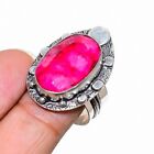 Ruby(Simulated) Gemstone Handmade 925 Sterling Silver Jewelry Ring Size 7.5