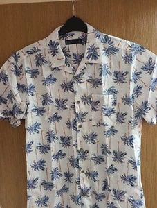 Matalan Easy Mens S/S Shirt Size MEDIUM Tropical Palm Trees Cotton VGC - Imagen 1 de 14
