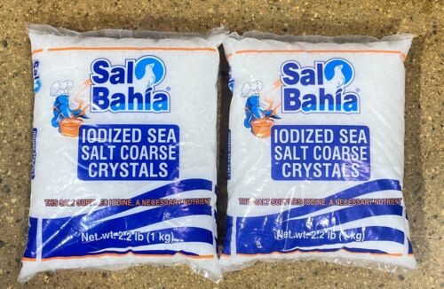 【2 Pk】 Sal Bahia Iodized Sea Salt Coarse Crystals 2.2 Pounds (4.4 Pounds Total).