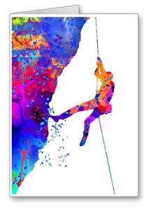 Rock Climbing Abseiling Card Blank Notelet Birthday ? Watercolour 2