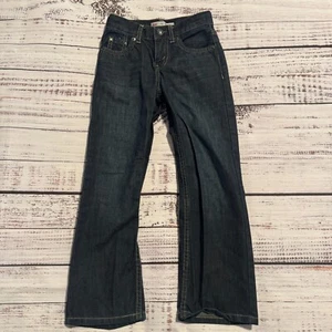 Levis 505 Dark Wash Blue Slim Reg Straight Leg Blue Jeans Boys Size 7 Slim - Picture 1 of 12