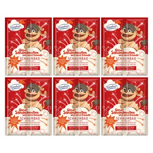 6er Pack Dresdner Essenz Pflegebad Sandmännchen Erdbeer-Duft 6 x 45 g Badezusatz - Bild 1 von 2