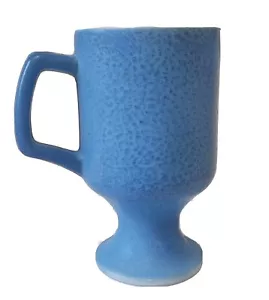 Vtg Anchor Hocking Blue Milk Glass Pebbled Textured Irish Pedestal Mug - Picture 1 of 11