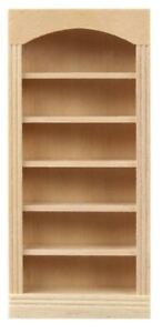 Dolls House 1:24 Scale Unfinished Natural Wood Bookcase Shelf Unit