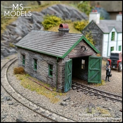 MS MODELS Narrow Gauge Slate Built Engine Shed for 009 OO9/O16.5 Model Railway layout