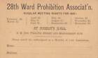 BROOKLYN, NY ~ 28TH WARD PROHIBITION ASSOC. AT FIDELITY HALL 1887 MEETING NOTICE