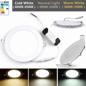 Recessed 3/6/9W LED Ceiling Down Light Slim Bathroom Flat Panel Spot Light Round - Picture 1 of 12