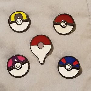 New Pokemon Go! Pokeball Badge Lapel Pin And Pokeball Pins Set - Picture 1 of 6
