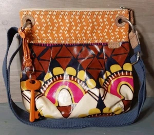 Fossil Key Per Coated Canvas Crossbody Purse Safari 11x11 Adjustable Strap - Picture 1 of 5