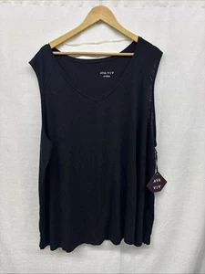 Women's Ava & Viv V-neck Tank Top Size 4X Black - Picture 1 of 6
