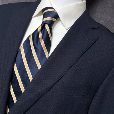 Ermenegildo Zegna Blazer 42R Milano Cool Effect Textured Navy Blue Wool 52R - Image 1 of 4