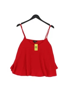 Topshop Women's T-Shirt UK 12 Red 100% Polyester Sleeveless V-Neck Camisole - Picture 1 of 6