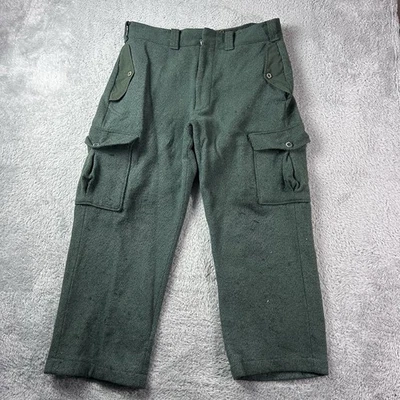 Vintage Woolrich Cargo Wool Pants Green 36x26 Hunting Outdoors USA Made *Flaw - Image 1 of 4