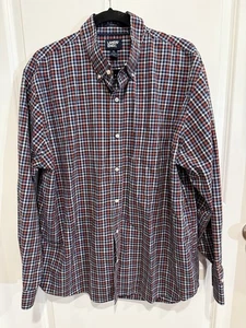 Camisa para hombre Lands’ End XL a cuadros 100 % algodón sarga sin hierro L/S abotonada informal - Imagen 1 de 6