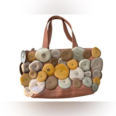 RARO De Colección COLE HAAN MELBOURNE Cuero Rosa Diseño de Disco Bolso Cartera Foto 1 de 4