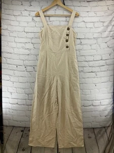 Fishbowl Linen Blend Jumper Romper Overall Womens Jr sz 7 Beige Boho Beachy - Picture 1 of 7