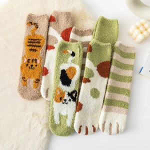 Womens Cute Cat Claws Soft Fluffy Bed Socks Warm Lounge Slipper Fleece Socks ☨ - Foto 1 di 16