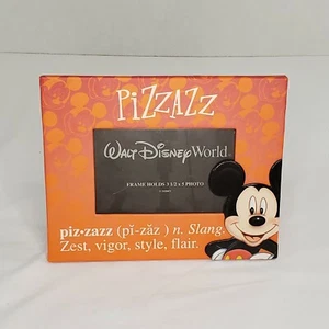WDW Disney Pizzazz Description Orange 3.5 x 5 Photo Picture Frame Mickey Mouse - Picture 1 of 9
