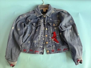 Gap Originals Blue Jeans Jacket Kids XXL Embroidered Denim Christmas Vintage - Picture 1 of 5