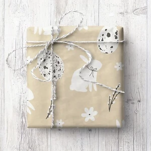 Easter Theme Wrapping Paper (2 Sheets) - Monogram, Bunny, Easter, Eggs, Flower - Picture 1 of 1