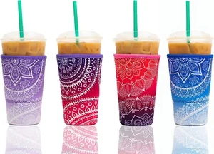 BAXENDALE AND CO Reusable Neoprene Insulator Sleeves Iced Coffee Soda 32 OZ Cups - Picture 1 of 6