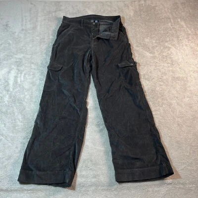 American Eagle Corduroy Cargo Pants Women's 8 Black Super High Rise Baggy Wide - Image 1 of 4