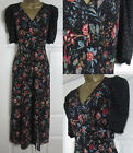 NEW Oasis Floral Print Midi Dress Patch Print Side Slit Black Autumn 8-18 £46