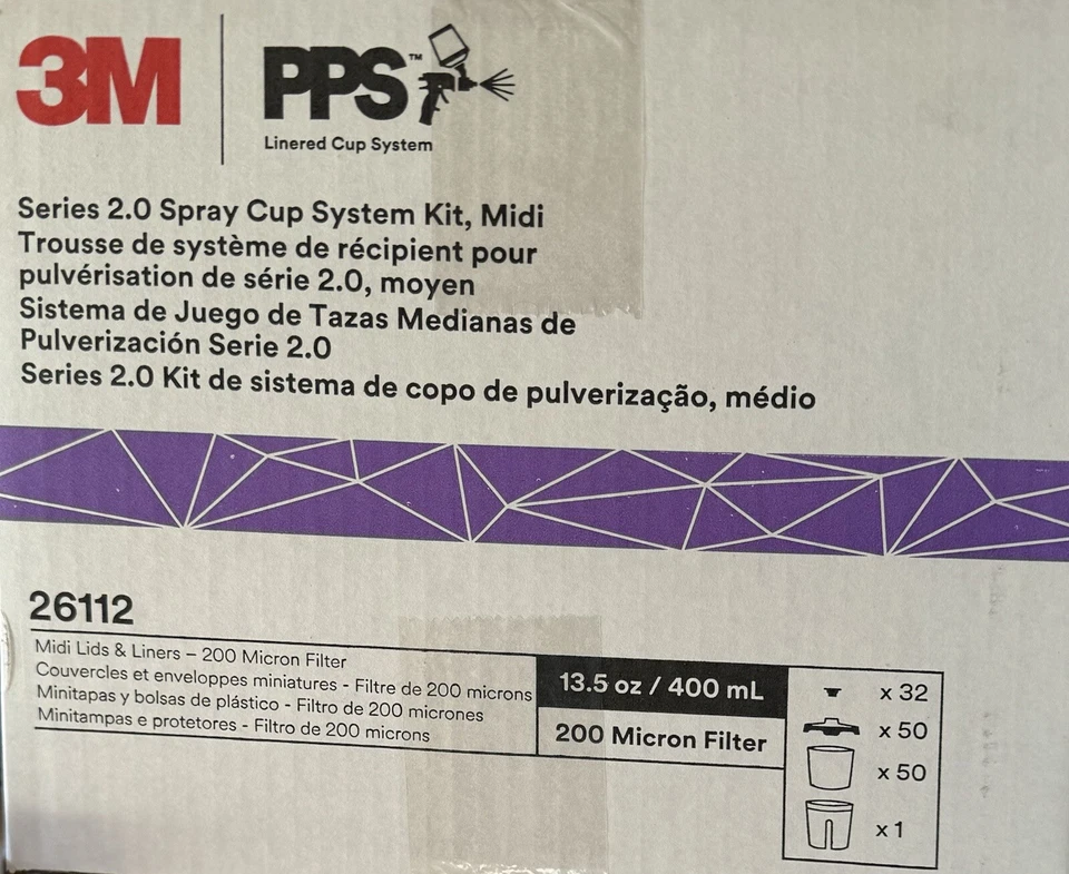 3M 26112 PPS Series 2.0 Spray Gun Cup, Lids and Liners Kit, Midi, 13.5 oz. - Image 1 of 3