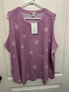 NUEVO CON ETIQUETAS Como Blu Mujer Estampado Estrella Púrpura Sin Mangas Top Talla 3X - Imagen 1 de 2