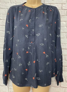 BODEN 10 Navy Blue Heart Print Popover Blouse - Picture 1 of 13