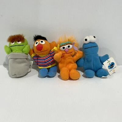 Sesame Street Mini Plush Stuffed Toys x 4 Jim Henson Shell Vintage 1999 90s Toy - image 1 of 4